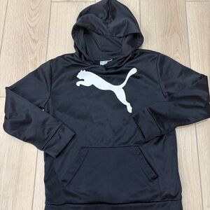Puma Kids Black Hoodie with White Logo. Size Youth Large